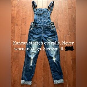 KanCan stretch denim overalls NWOT Small